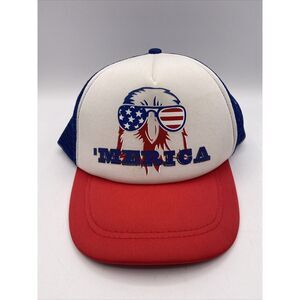 'Merica Eagle Trucker Mesh Back Snapback Hat America Cap Patriotic‎